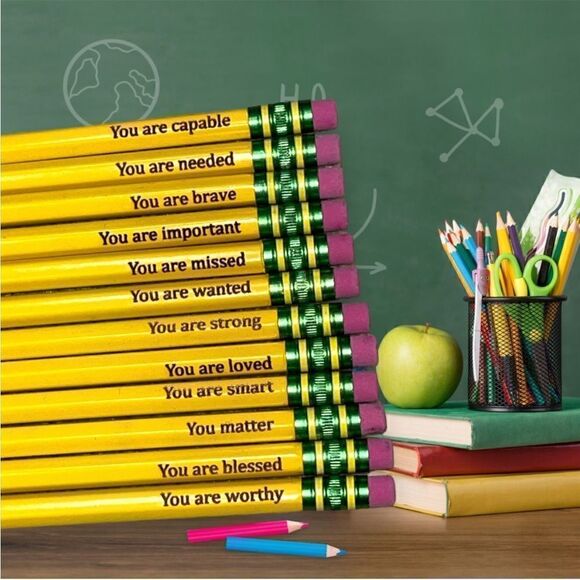 12 PACK Positive Words of Affirmation Motivational Pencils - Picture 2 of 3